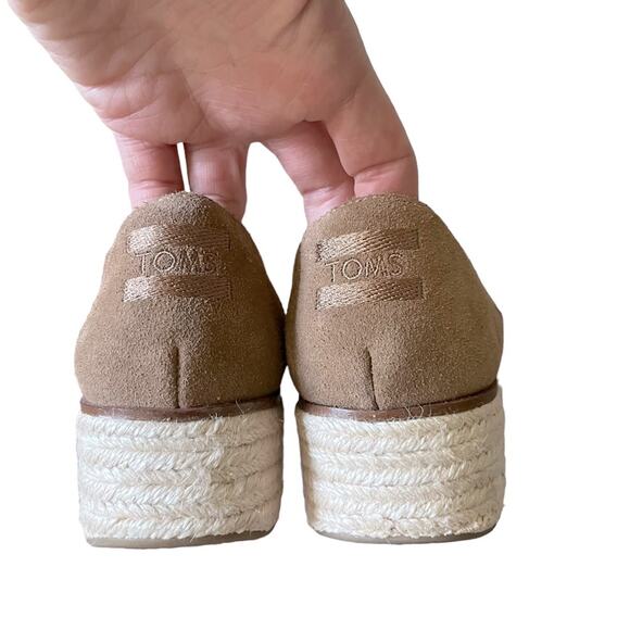 TOMS | Harper Suede Espadrille Wedge Sandals Platform Taupe Brown Size 7.5 W - Picture 6 of 10
